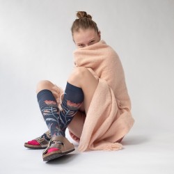 socks - bonne maison -  Flower - Blue - women - men - mixed