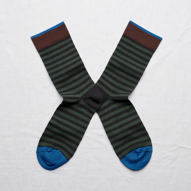 socks - bonne maison -  Stripe - Black - women - men - mixed