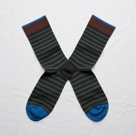 socks - bonne maison -  Stripe - Black - women - men - mixed