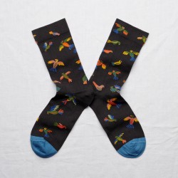 socks - bonne maison -  Bird - Black - women - men - mixed