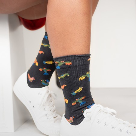 chaussettes - bonne maison -  Oiseaux - Noir - femme - homme - mixte