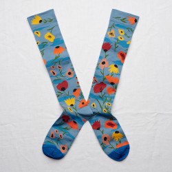 chaussettes - bonne maison -  Fleur - Bleu - femme - homme - mixte