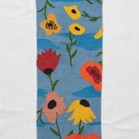 socks - bonne maison -  Flower - Blue - women - men - mixed