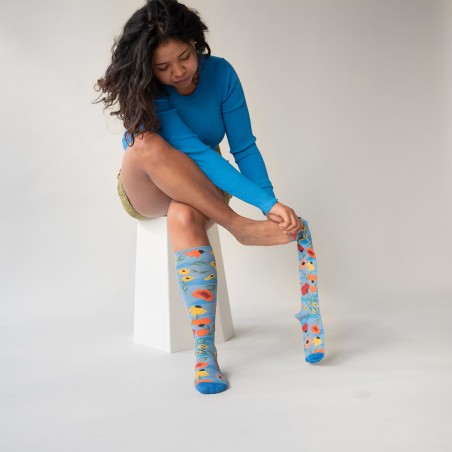 socks - bonne maison - Flower - Blue - women - men - mixed socks - bonne maison - Flower - Blue - women - men - mixed