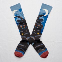 chaussettes - bonne maison -  Lune - Bleu - femme - homme - mixte