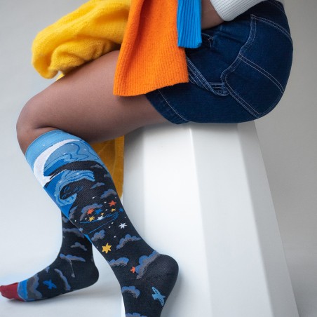 chaussettes - bonne maison -  Lune - Bleu - femme - homme - mixte