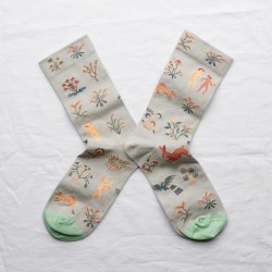 chaussettes - bonne maison -  Mille Fleurs - Vert - femme - homme - mixte