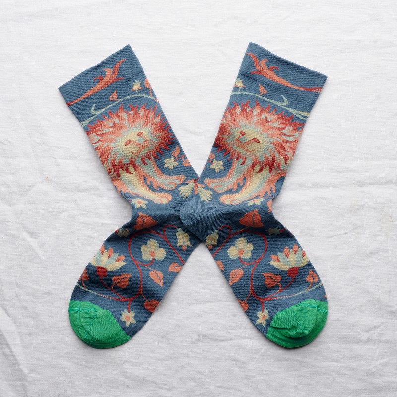 socks - bonne maison -  Lion - Blue - women - men - mixed