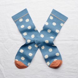 chaussettes - bonne maison -  Pois - Bleu - femme - homme - mixte