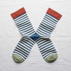 socks - bonne maison -  Stripe - Blue - women - men - mixed