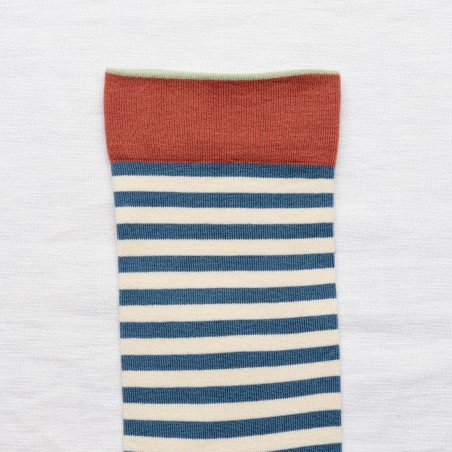 socks - bonne maison -  Stripe - Blue - women - men - mixed