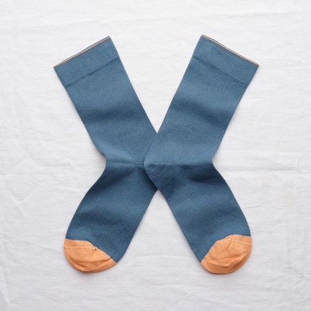 socks - bonne maison -  Plain - Blue - women - men - mixed