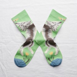 chaussettes - bonne maison -  Chien - Vert - femme - homme - mixte