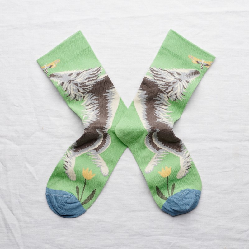 chaussettes - bonne maison -  Chien - Vert - femme - homme - mixte