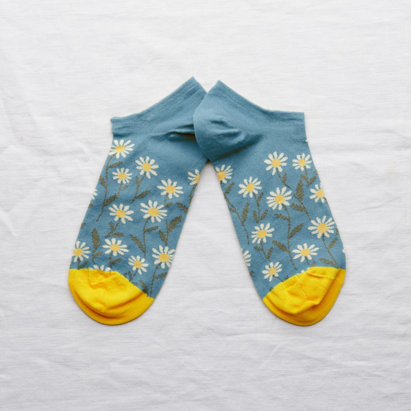 chaussettes - bonne maison -  Marguerite - Bleu - femme - homme - mixte