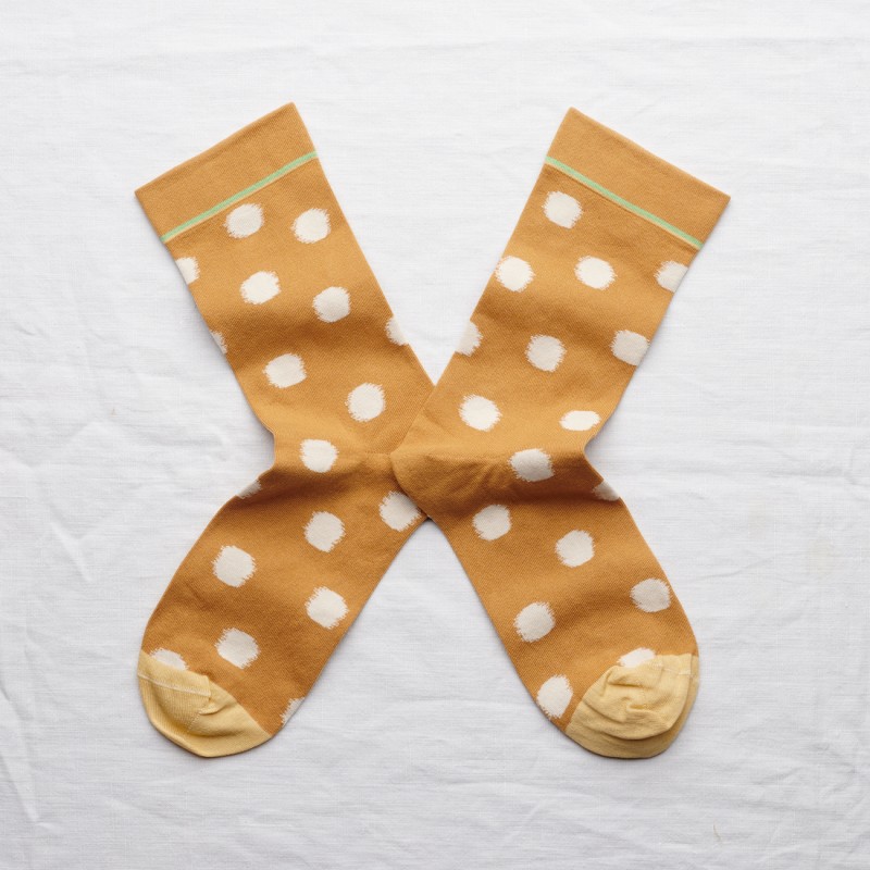 socks - bonne maison -  Polka Dot - Brown - women - men - mixed