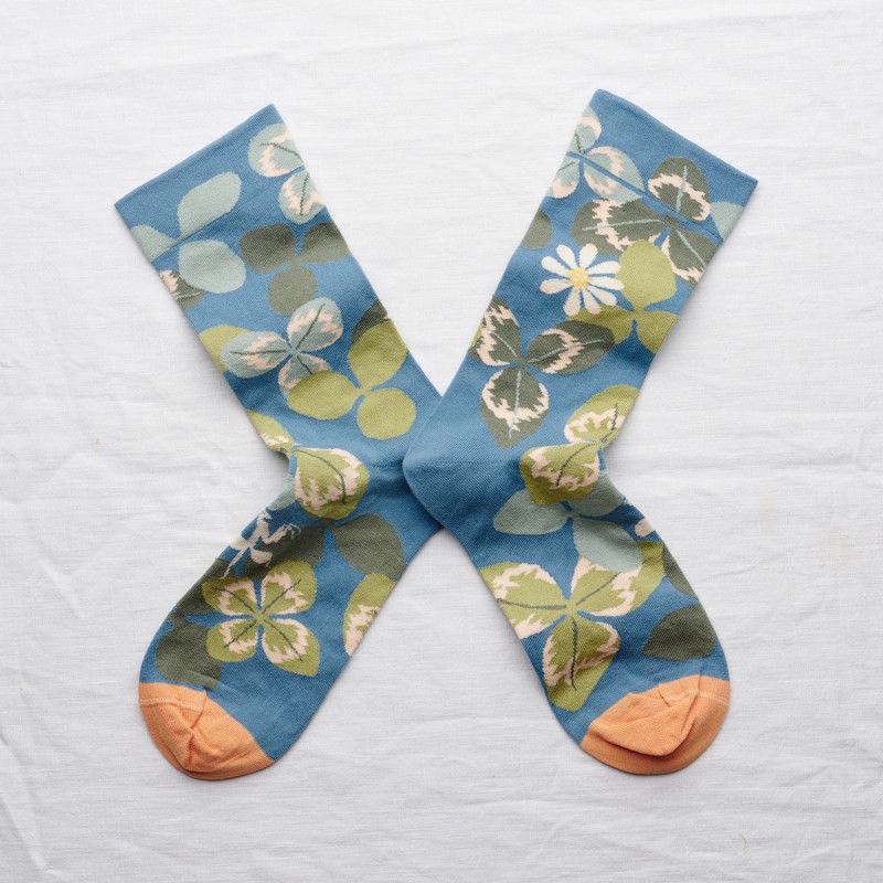 socks - bonne maison -  Clover - Blue - women - men - mixed