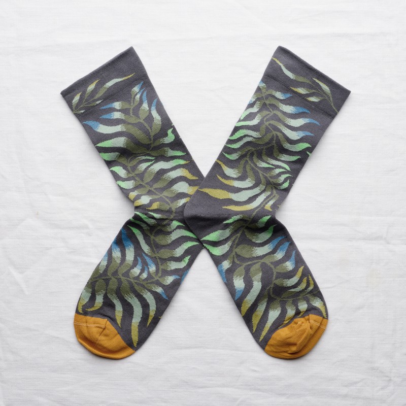 socks - bonne maison -  Leaf - Blue - women - men - mixed