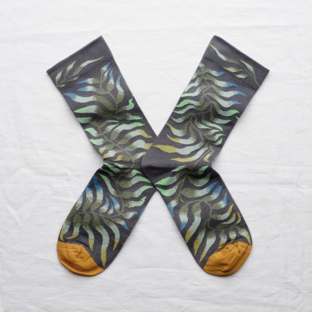 socks - bonne maison -  Leaf - Blue - women - men - mixed