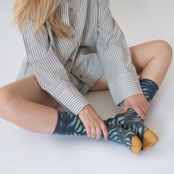 chaussettes - bonne maison -  Feuille - Bleu - femme - homme - mixte