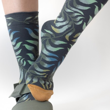 socks - bonne maison -  Leaf - Blue - women - men - mixed