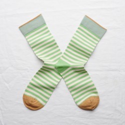 socks - bonne maison -  Stripe - Green - women - men - mixed