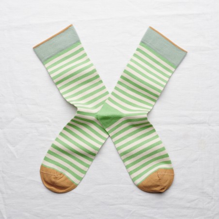 chaussettes - bonne maison -  Rayure - Vert - femme - homme - mixte