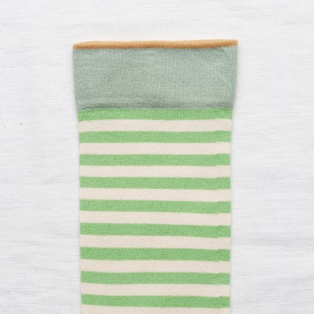 socks - bonne maison -  Stripe - Green - women - men - mixed