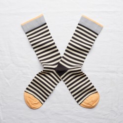 socks - bonne maison -  Stripe - Black - women - men - mixed