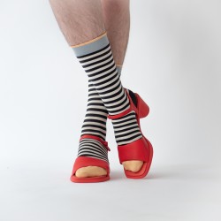 socks - bonne maison -  Stripe - Black - women - men - mixed