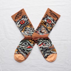 socks - bonne maison -  Butterfly - Brown - women - men - mixed
