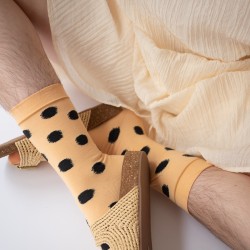 socks - bonne maison -  Polka Dot  - Brown - women - men - mixed