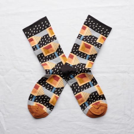 socks - bonne maison - Square - Black - women - men - mixed socks - bonne maison - Square - Black - women - men - mixed