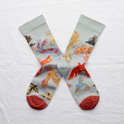 chaussettes - bonne maison -  Oiseaux - Gris - femme - homme - mixte