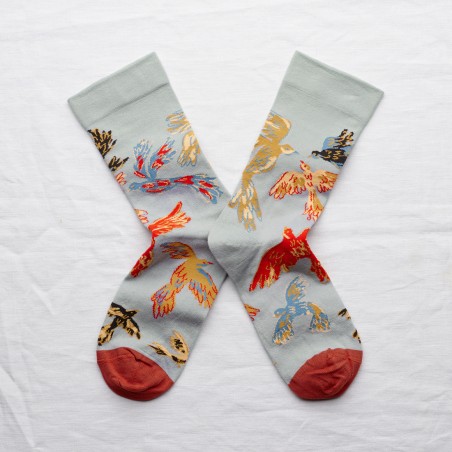 socks - bonne maison -  Birds - Blue - women - men - mixed