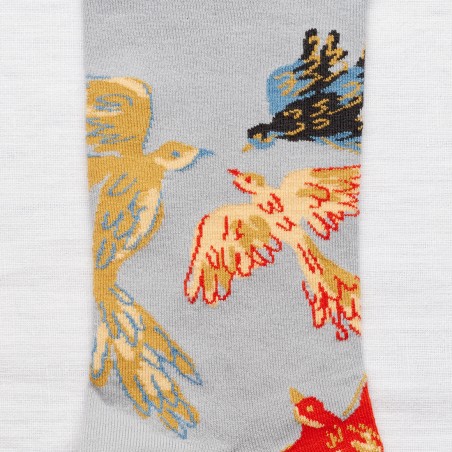 chaussettes - bonne maison -  Oiseaux - Gris - femme - homme - mixte