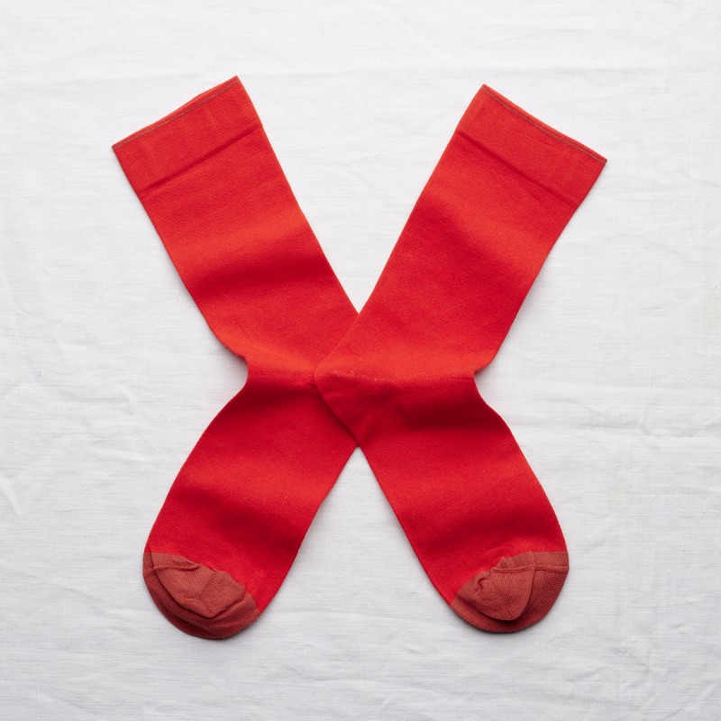 socks - bonne maison -  Plain - Red - women - men - mixed