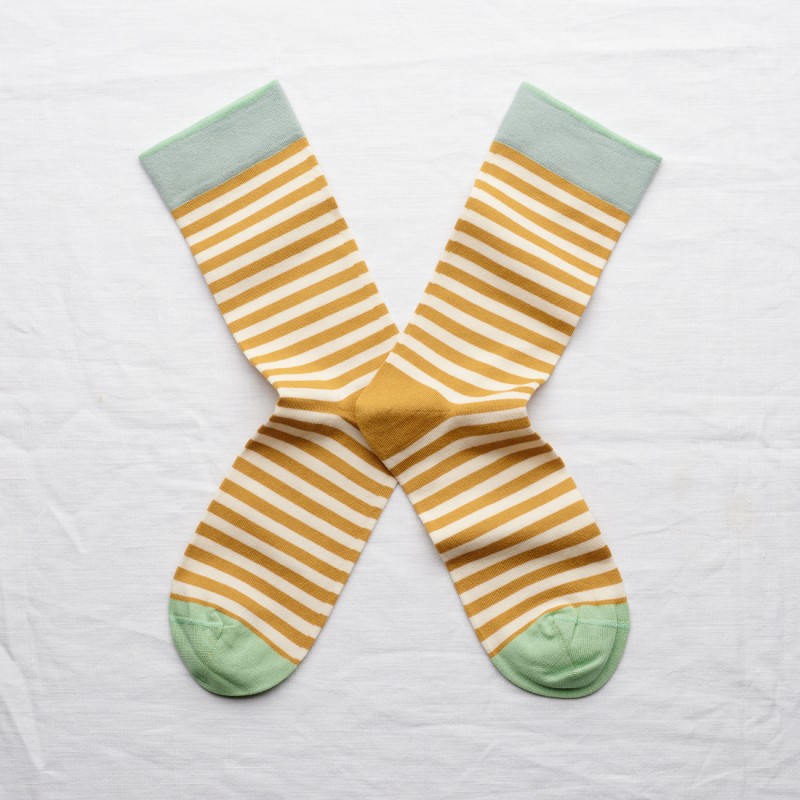 socks - bonne maison -  Stripe - Brown - women - men - mixed