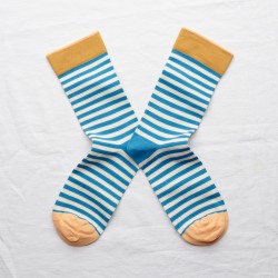 chaussettes - bonne maison -  Rayure - Bleu - femme - homme - mixte