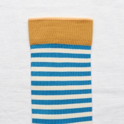 socks - bonne maison -  Stripe - Blue - women - men - mixed