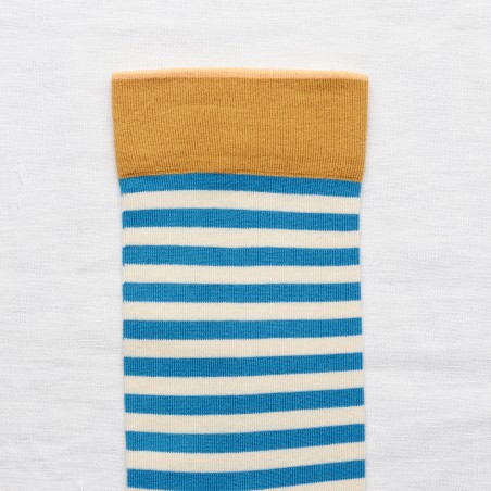 socks - bonne maison -  Stripe - Blue - women - men - mixed