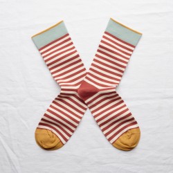 chaussettes - bonne maison -  Rayure - Rouge - femme - homme - mixte
