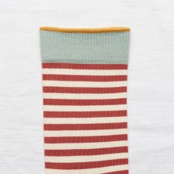 socks - bonne maison -  Stripe - Red - women - men - mixed