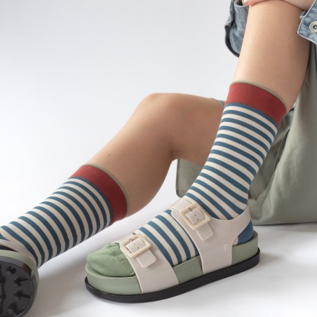 socks - bonne maison -  Stripe - Blue - women - men - mixed