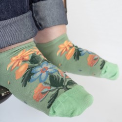 socks - bonne maison -  Flower - Green - women - men - mixed