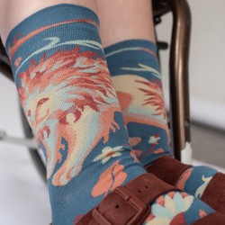 chaussettes - bonne maison -  Lion - Bleu - femme - homme - mixte