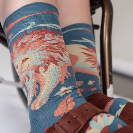 socks - bonne maison - Lion - Blue - women - men - mixed socks - bonne maison - Lion - Blue - women - men - mixed