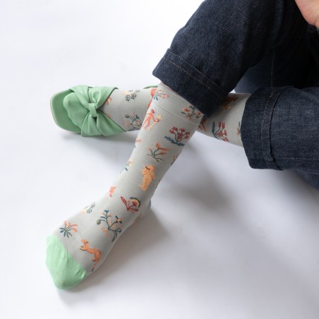 chaussettes - bonne maison -  Mille Fleurs - Vert - femme - homme - mixte