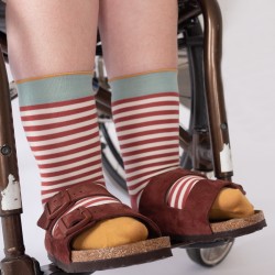 socks - bonne maison -  Stripe - Red - women - men - mixed