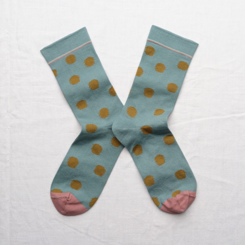 socks - bonne maison -  Polka Dot - Blue - women - men - mixed